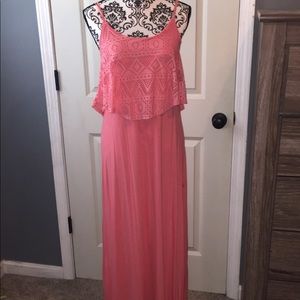 Medium eyelet topped coral maxi